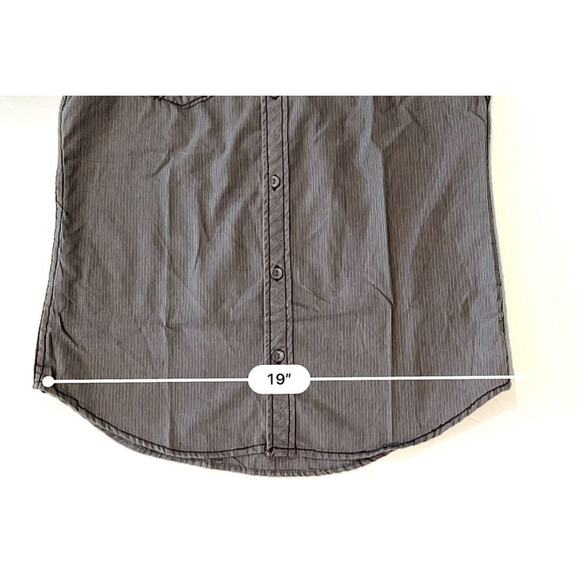 Carbon Slim Fit Western Snap Pockets Charcoal Gray Tab Sleeve Shirt MEDIUM Gray - Picture 6 of 11